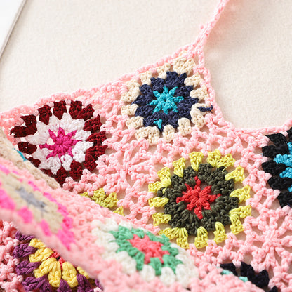 Cosbai Bohemian crochet woven bag with strap visible on side