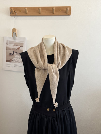 Product image for Scarvii - Knit Tassel Triangle Scarf (Beige)