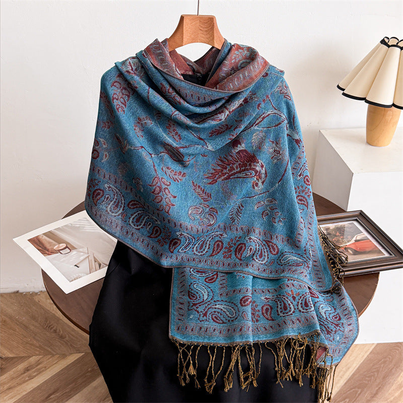 Scarvii - Bird, Botanical and Paisley Fringe Scarf