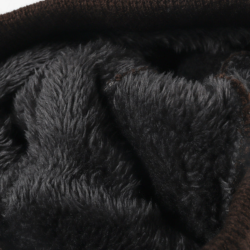 Navy contrast dash fleece-lined knit beanie product view
