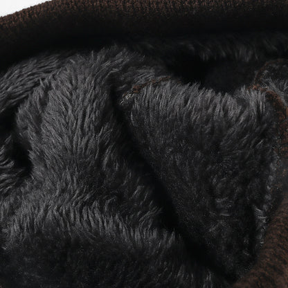 Navy contrast dash fleece-lined knit beanie product view