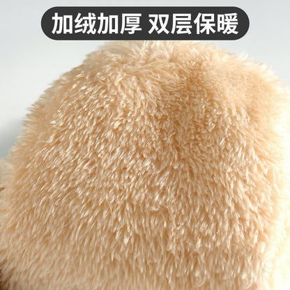 新款包套手套女士秋冬季双层加绒加厚保暖防寒针织手套连指手套