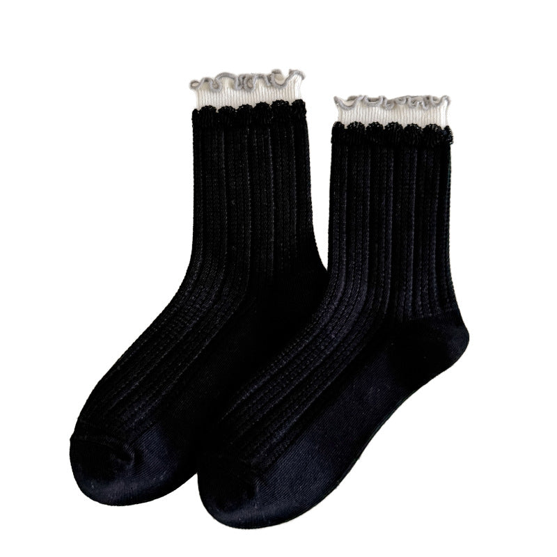 Rufia - Ribbed Layered-Ruffle Crew Socks