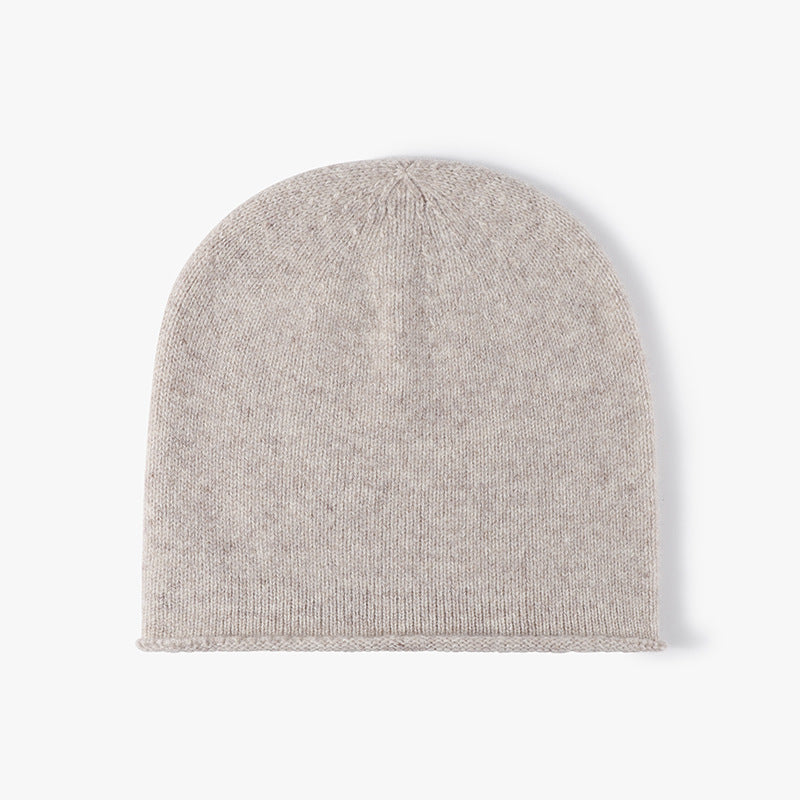 Beige wool slouch knit beanie product view