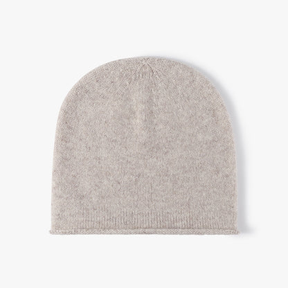Beige wool slouch knit beanie product view