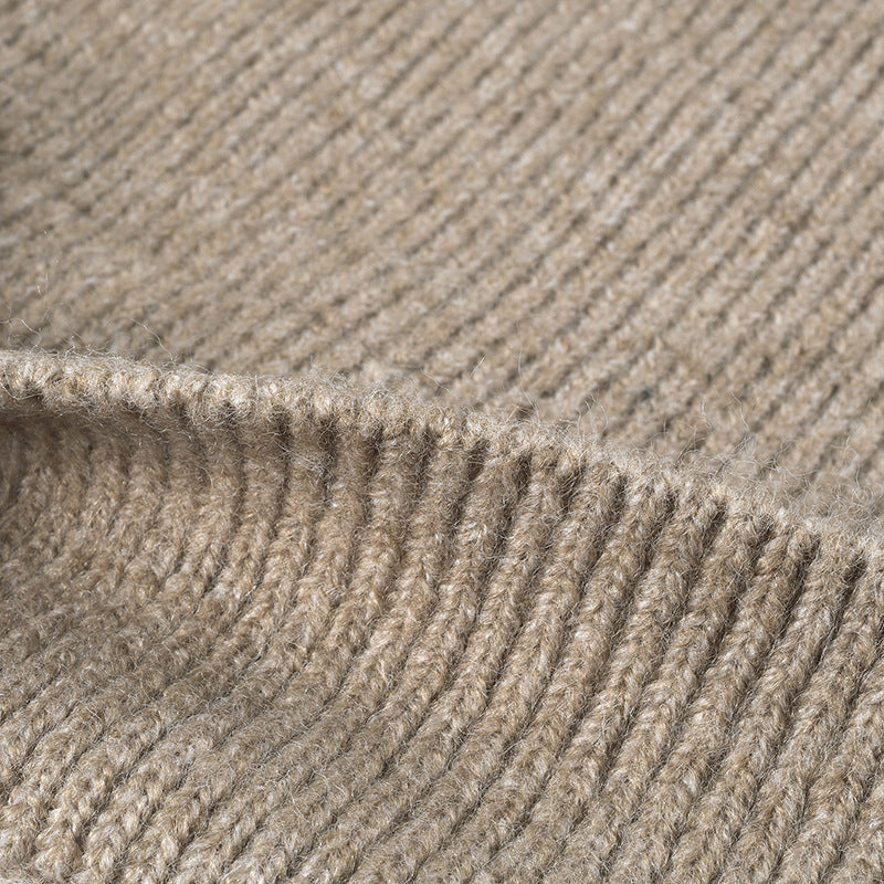 Black wool knit double-cuff beanie product view