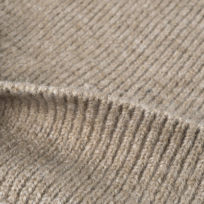 Black wool knit double-cuff beanie product view