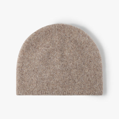 Khaki brushed wool brimless knit beanie product view