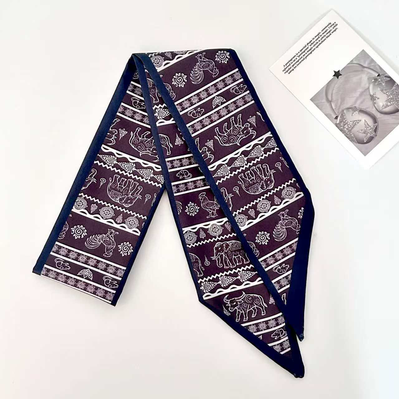 Scarvii Elephant Motif Decorative Skinny Scarf