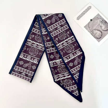 Scarvii Elephant Motif Decorative Skinny Scarf