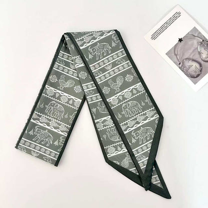 Scarvii Elephant Motif Decorative Skinny Scarf