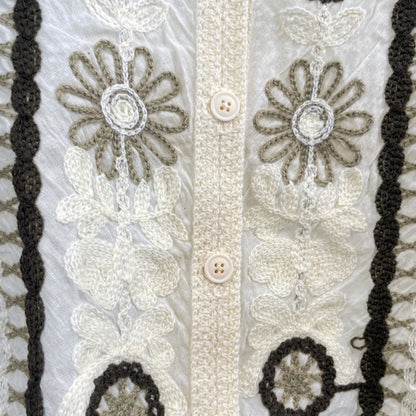 Crosa - Vintage Openwork Crochet Floral Vest