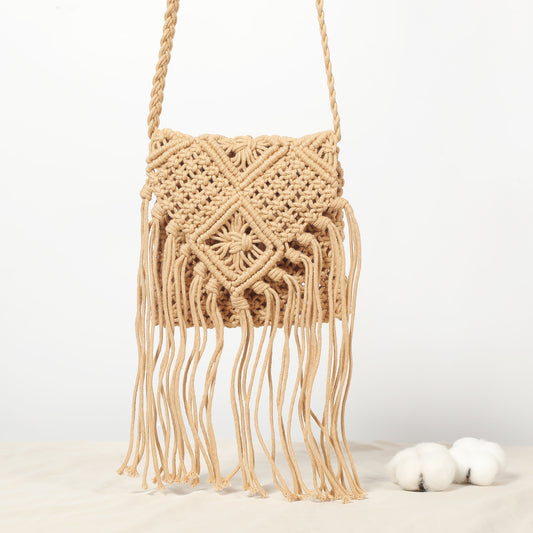 Cosbai - Handmade Cotton Rope Fringe Shoulder Bag