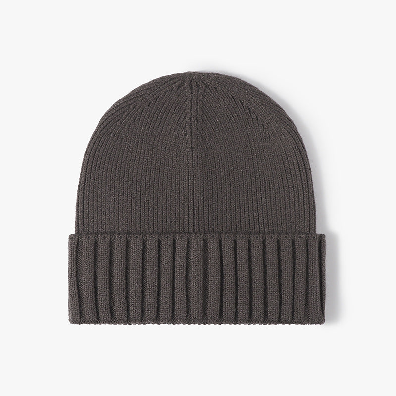 Dark Brown classic solid ribbed cuffed beanie product view