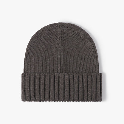 Dark Brown classic solid ribbed cuffed beanie product view