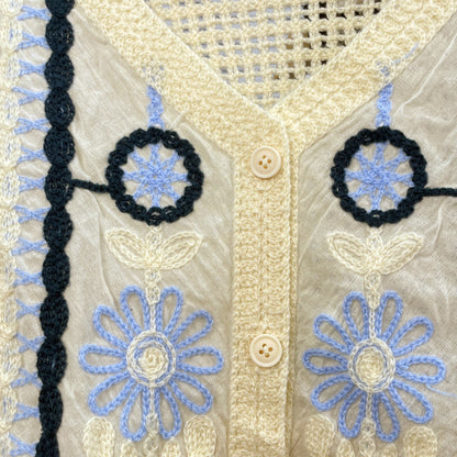 Crosa - Vintage Openwork Crochet Floral Vest