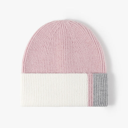 Pink colorblock single-layer knit beanie product view