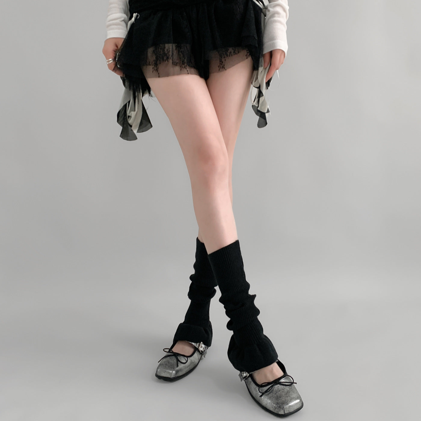 韩系秋冬款喇叭袜套芭蕾风少女花边小腿堆堆袜子显瘦百搭保暖腿套