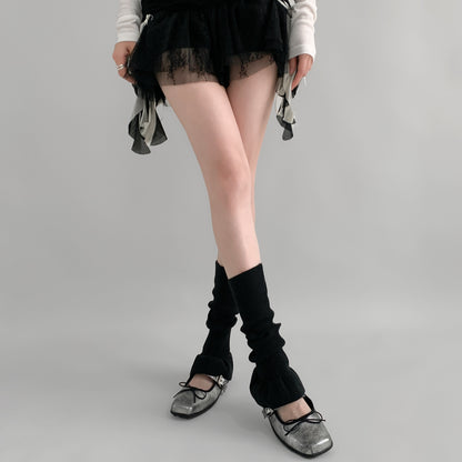 韩系秋冬款喇叭袜套芭蕾风少女花边小腿堆堆袜子显瘦百搭保暖腿套