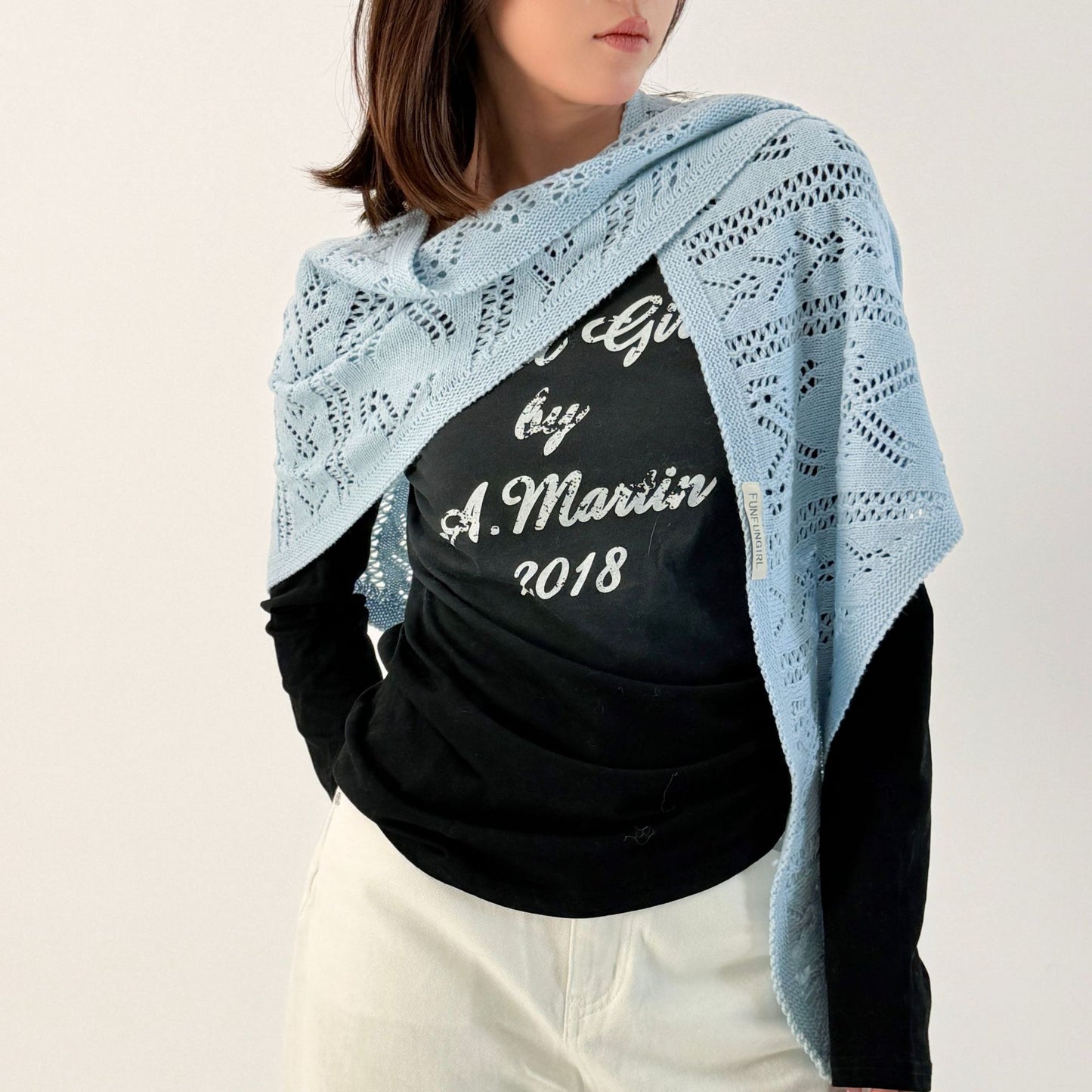 Scarvii - Bow-Like Geometric Openwork Knit Scarf