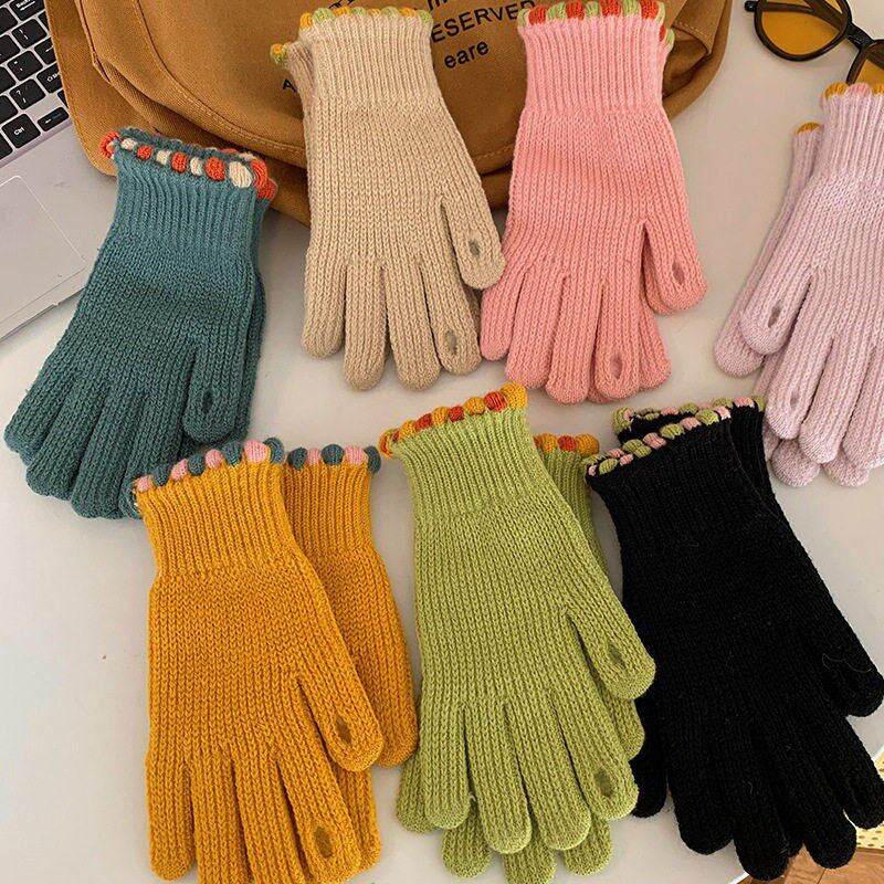 Gloving - Ribbed Knit Loop-Accent Gloves