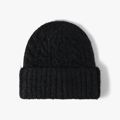 Black cable-knit wool-blend cuffed beanie product view