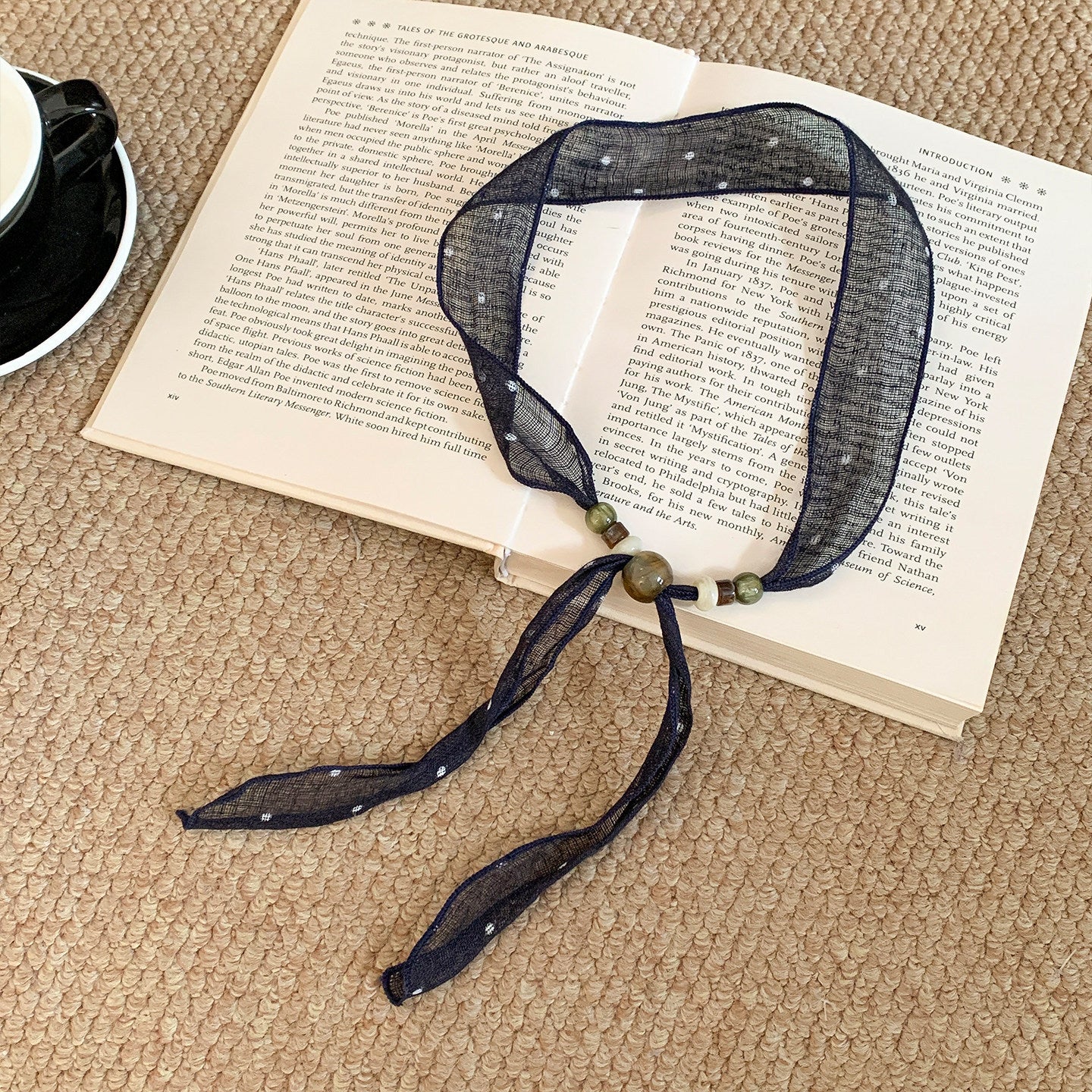 Scarvii Beaded Vintage Retro Spring Lightweight Neck Scarf product image