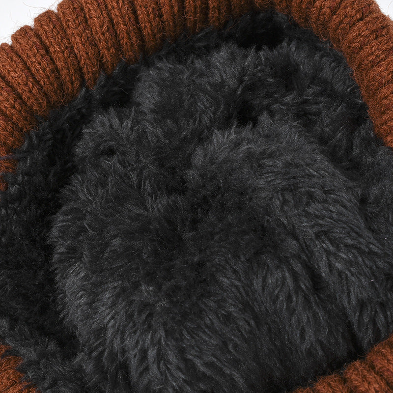 Navy fleece-lined cable-knit cuffed beanie product view