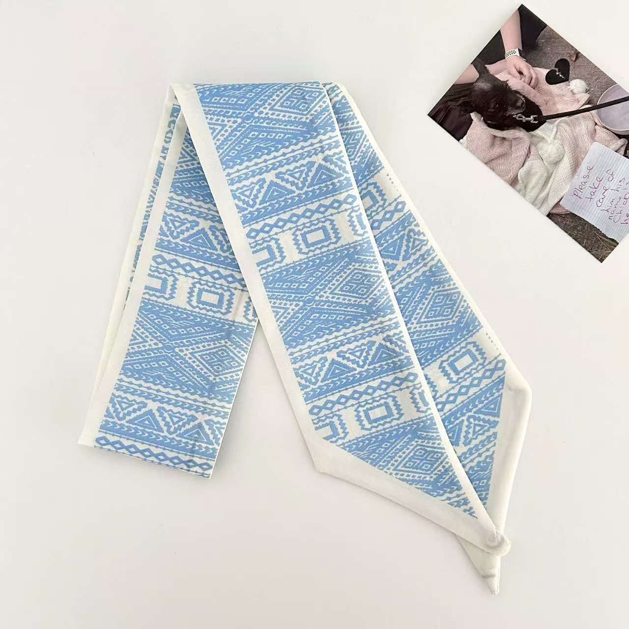 Scarvii Geometric Weave Pattern Skinny Scarf