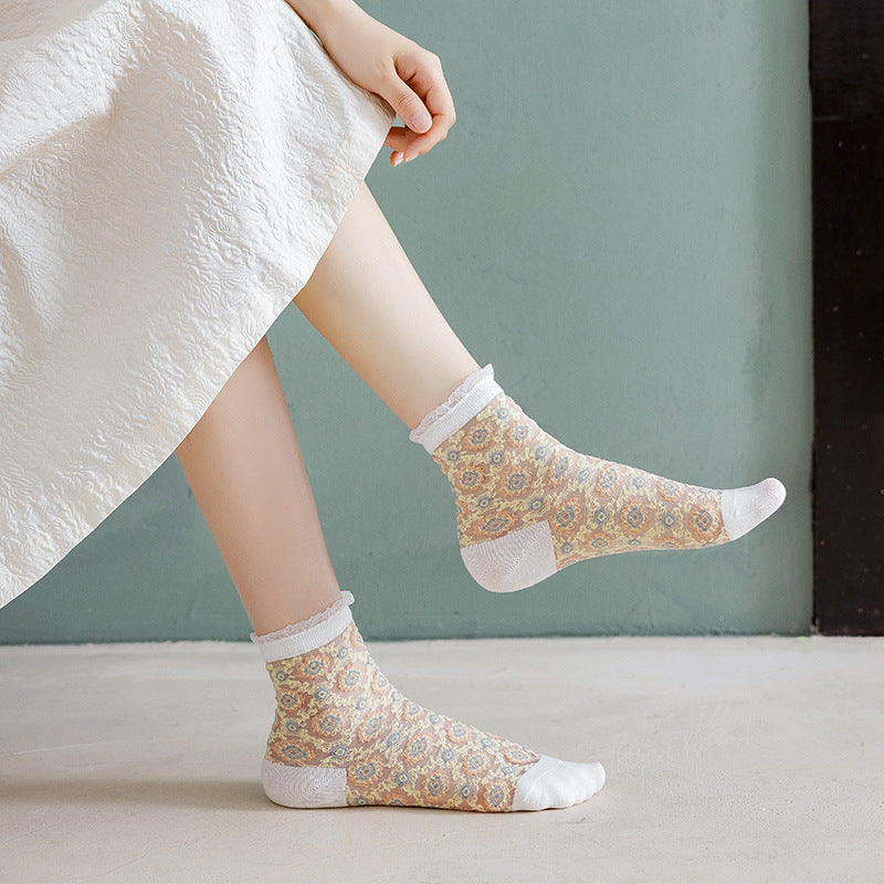 Rufia - Vintage Floral Sheer Socks