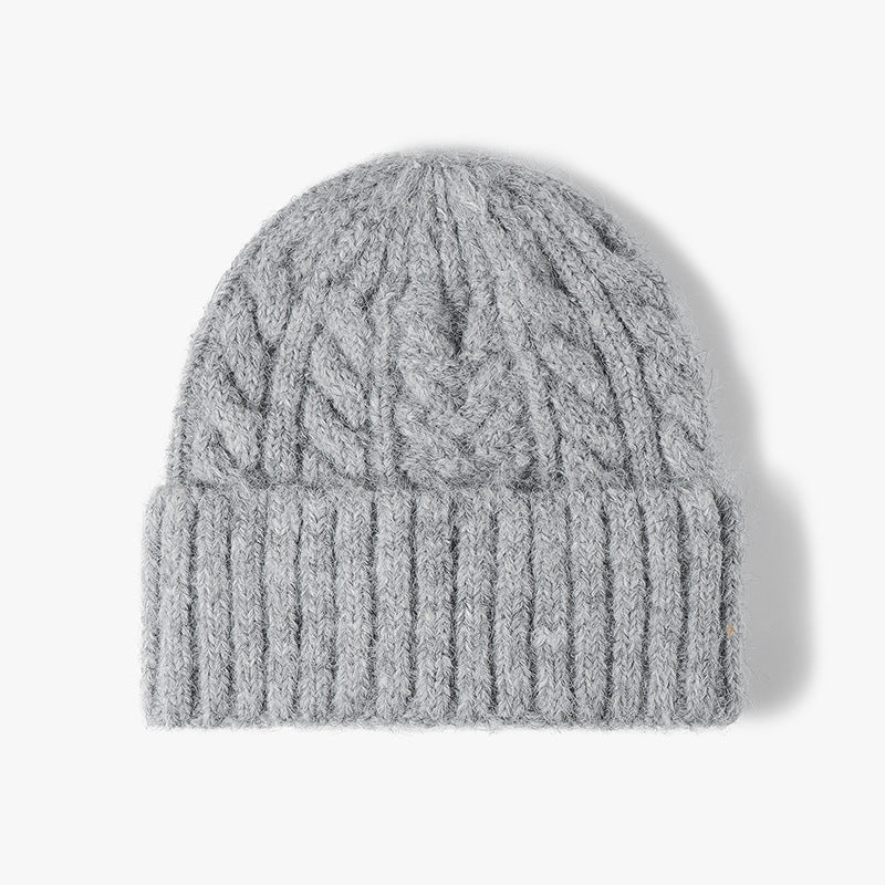 Silver cable-knit wool-blend cuffed beanie product view