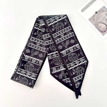 Scarvii Elephant Motif Decorative Skinny Scarf