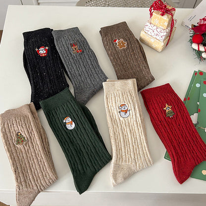 Rufia - Christmas Embroidered Fall & Winter Socks