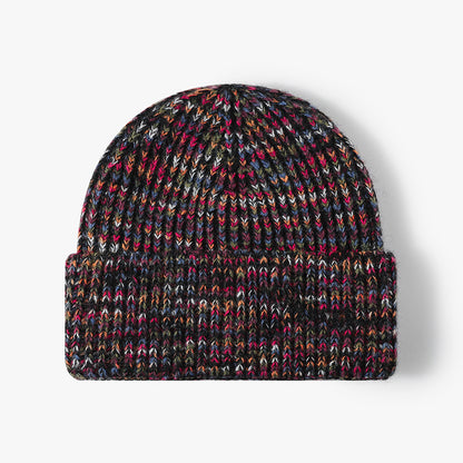 Black heathered ribbed cuffed knit beanie product view