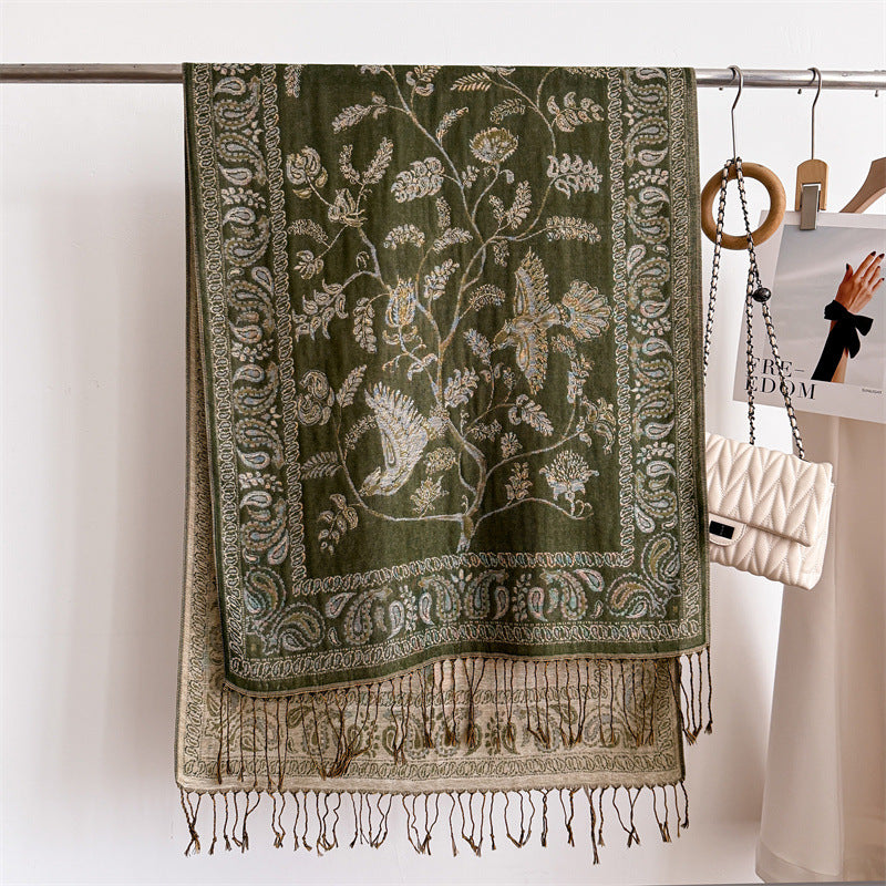 Scarvii - Bird, Botanical and Paisley Fringe Scarf