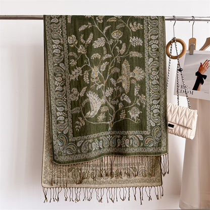Scarvii - Bird, Botanical and Paisley Fringe Scarf