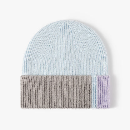 Light Blue colorblock single-layer knit beanie product view