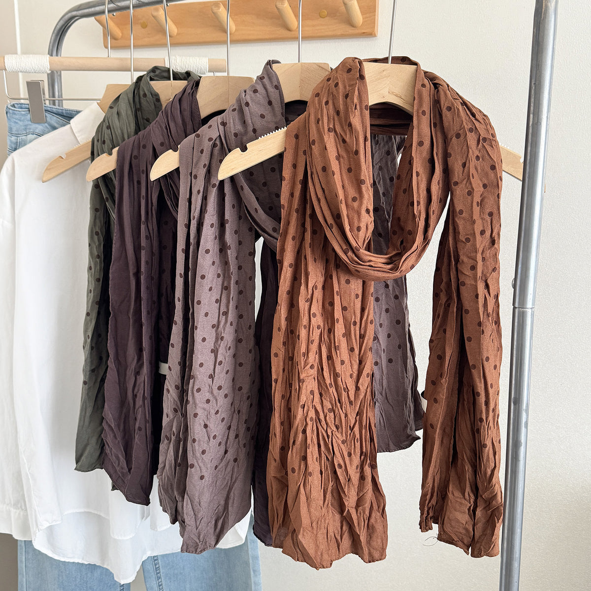 Scarvii - Polka Dot Looped Drape Scarf
