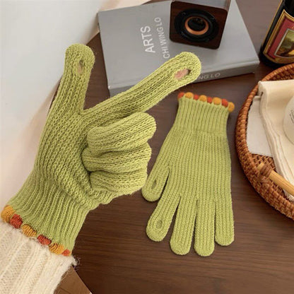 Gloving - Ribbed Knit Loop-Accent Gloves