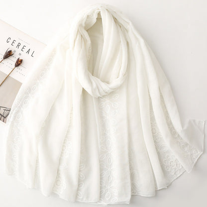 Whitework floral vine lightweight wrap scarf product view