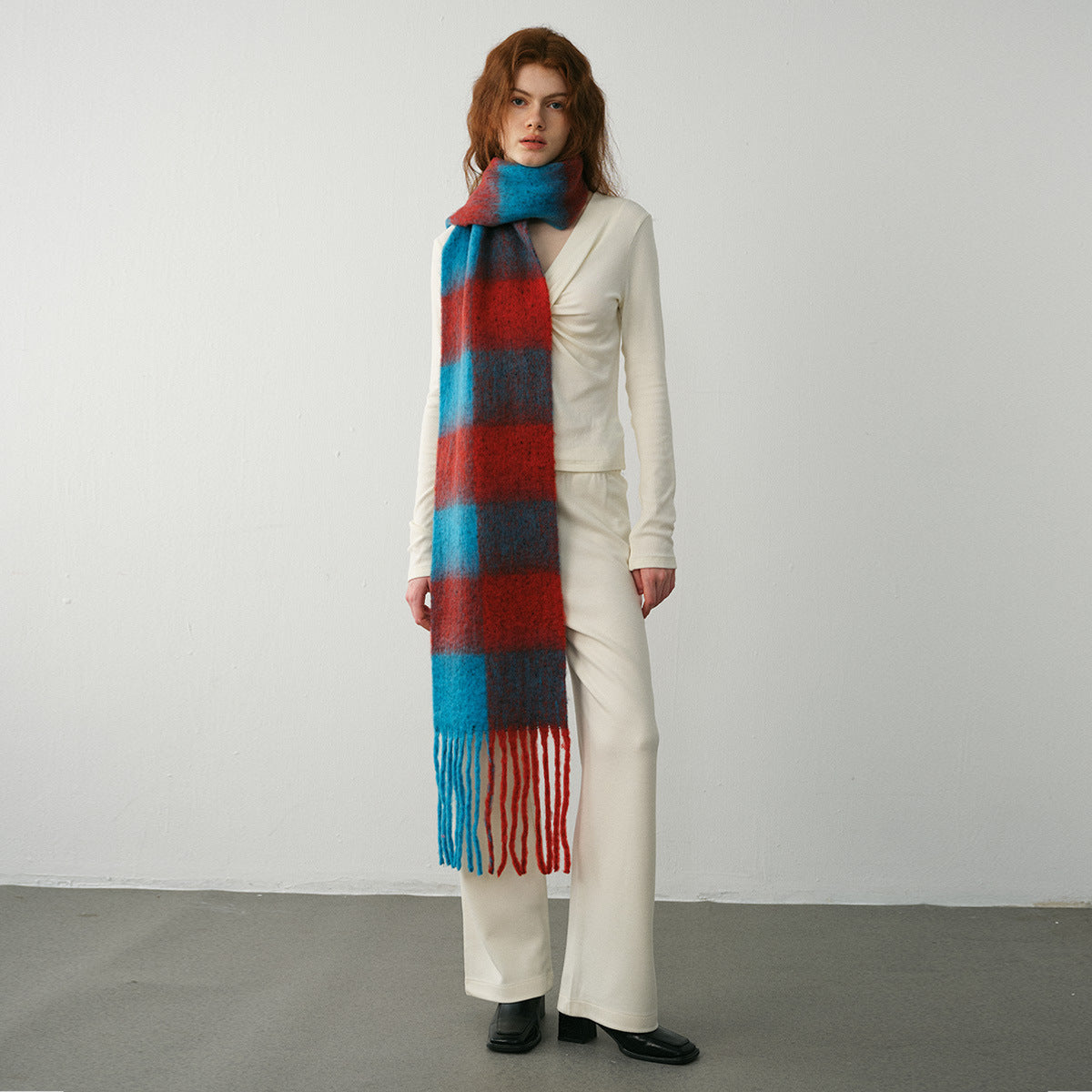 Scarvii - Tassel Plaid Scarf for Women