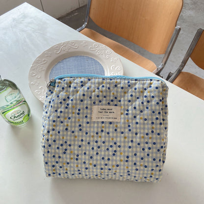 Cosbai floral storage purse cosmetic bag partially open revealing interior space