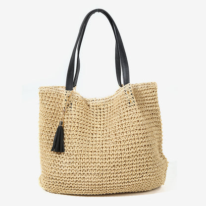 Cosbai - Large Capacity Vintage Straw Woven Bag