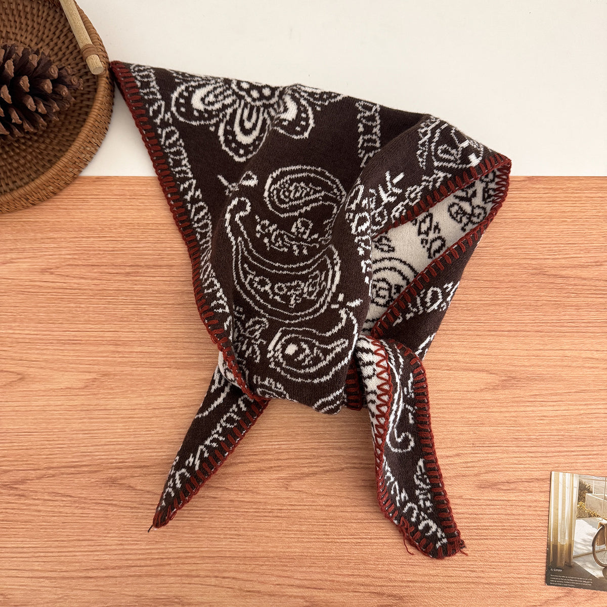 Product image for Scarvii - Paisley Triangle Scarf (Coffee)