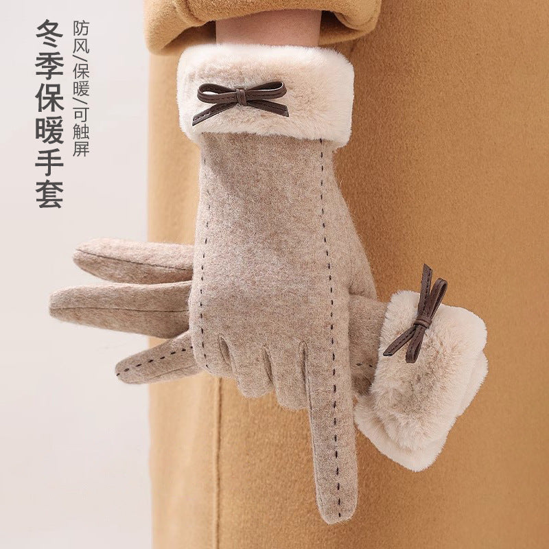 Product image for Gloving - Bow Accent Gloves (Beige)