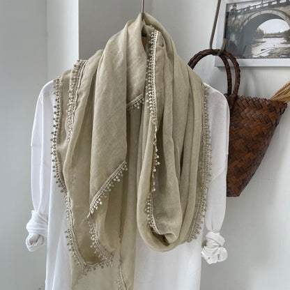 Scarvii light airy oversized solid fringe scarf image 6