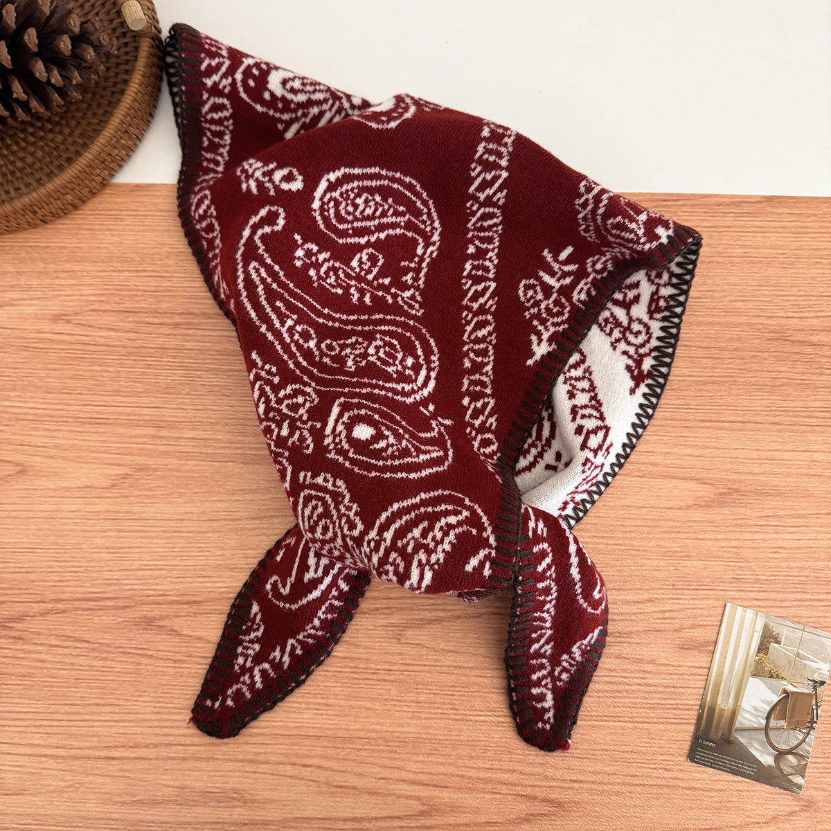 Product image for Scarvii - Paisley Triangle Scarf (Burgundy)