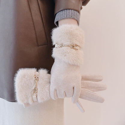 Scarvii - Classic Faux Fur Accent Gloves