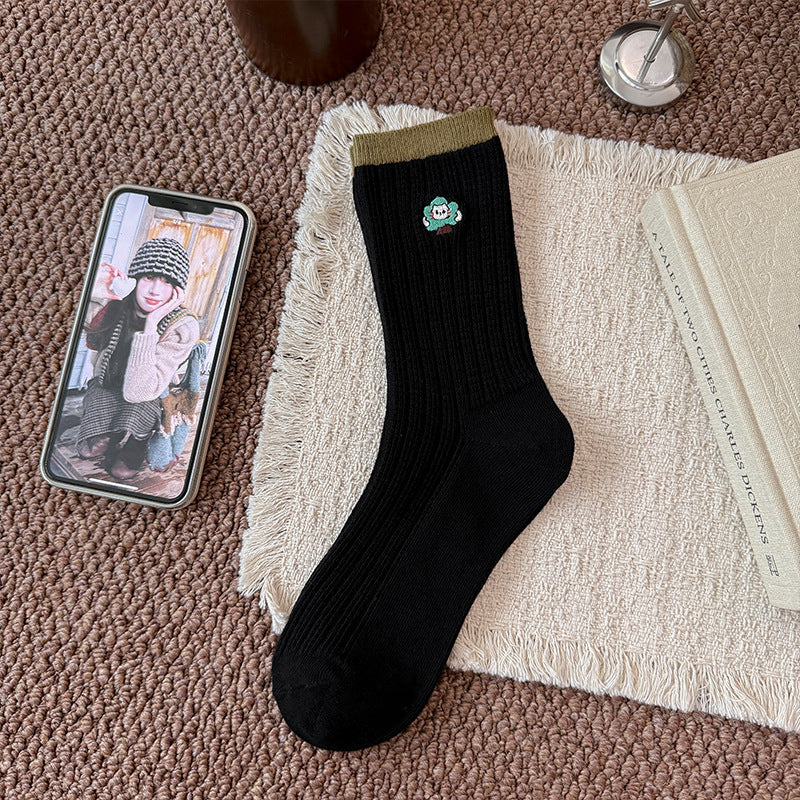Rufia - Patterned Ribbed Crew Socks