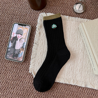 Rufia - Patterned Ribbed Crew Socks